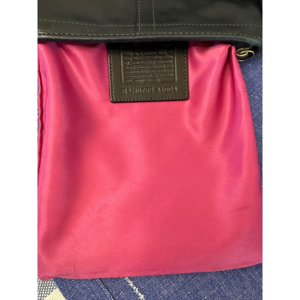 Coach Heritage 1941 Black Leather  Crossbody Pink Lining H0769-41004-see notes